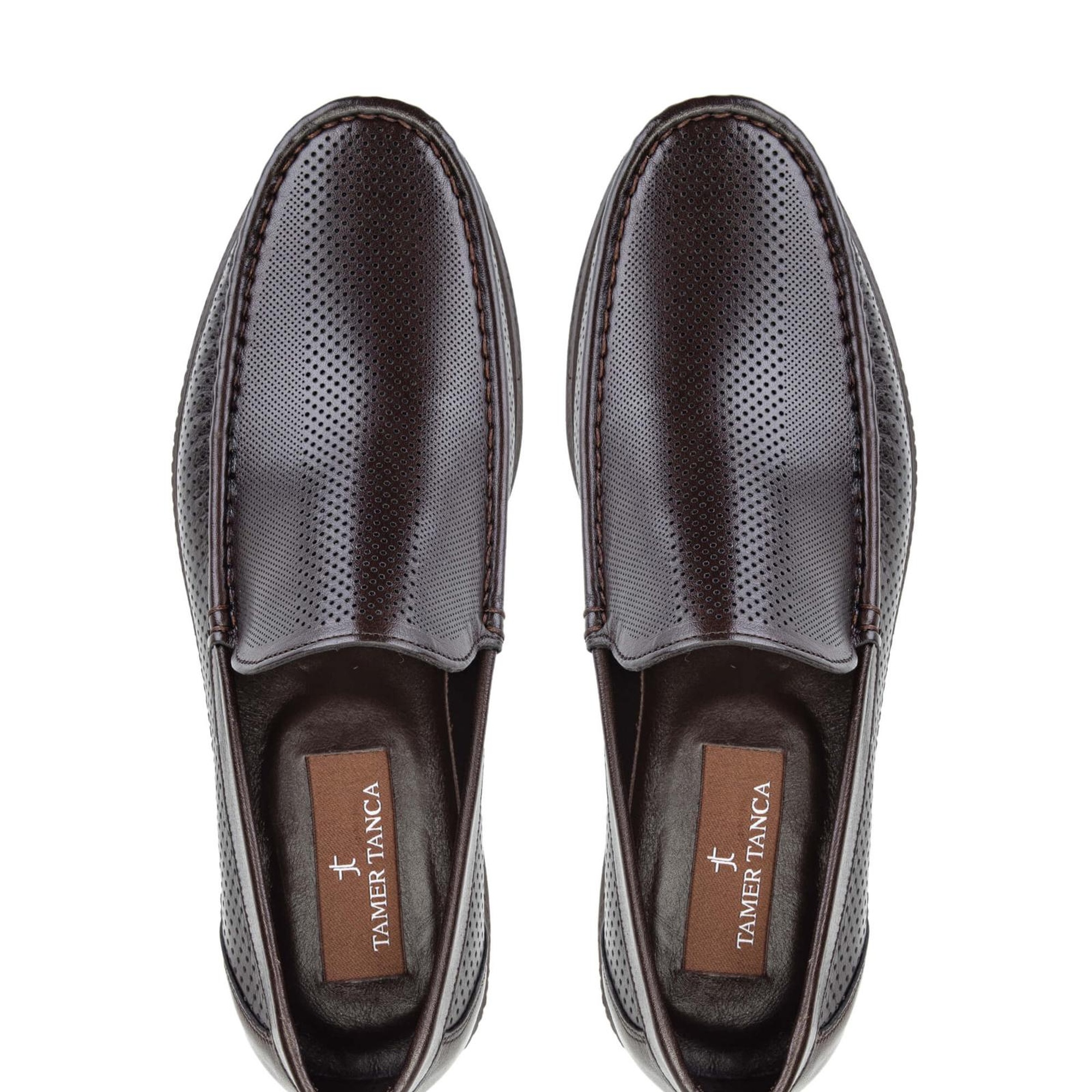Tamer Tanca Erkek Hakiki Deri Kahverengi Loafer Ayakkabı