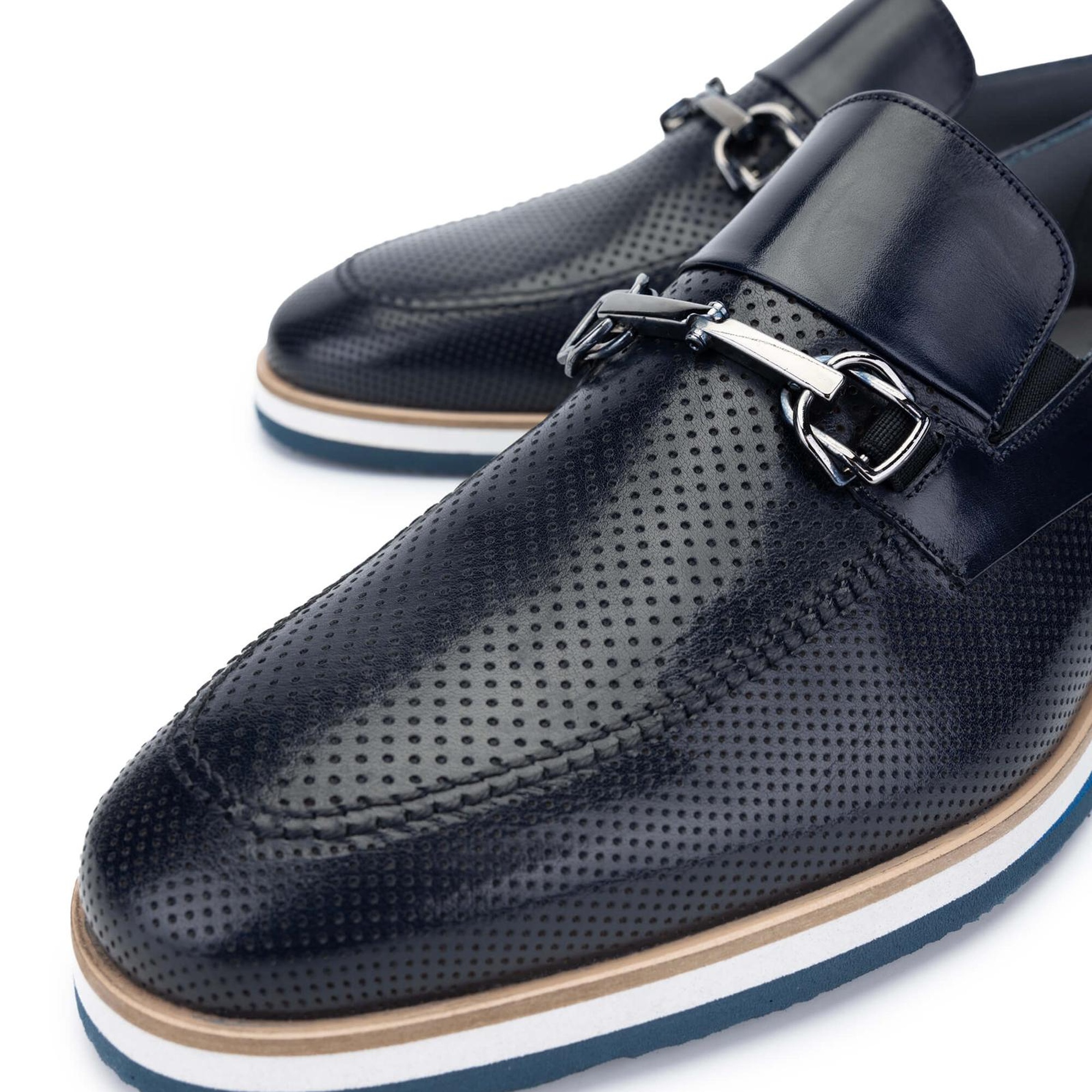 Tamer Tanca Erkek Hakiki Deri Lacivert Loafer Ayakkabı