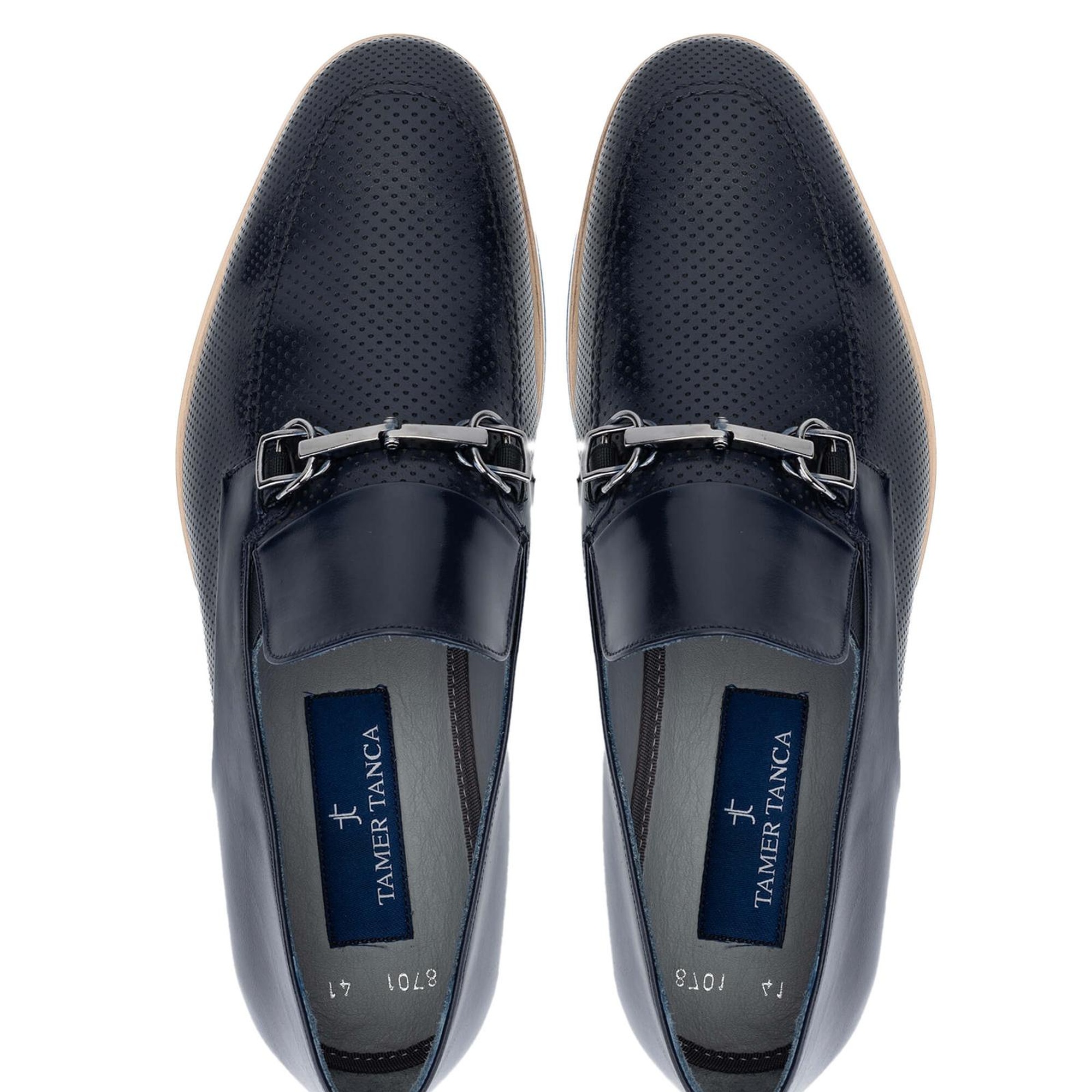 Tamer Tanca Erkek Hakiki Deri Lacivert Loafer Ayakkabı