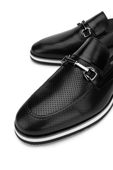  Tamer Tanca Erkek Hakiki Deri Siyah Loafer Ayakkabı