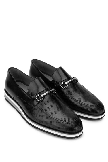  Tamer Tanca Erkek Hakiki Deri Siyah Loafer Ayakkabı