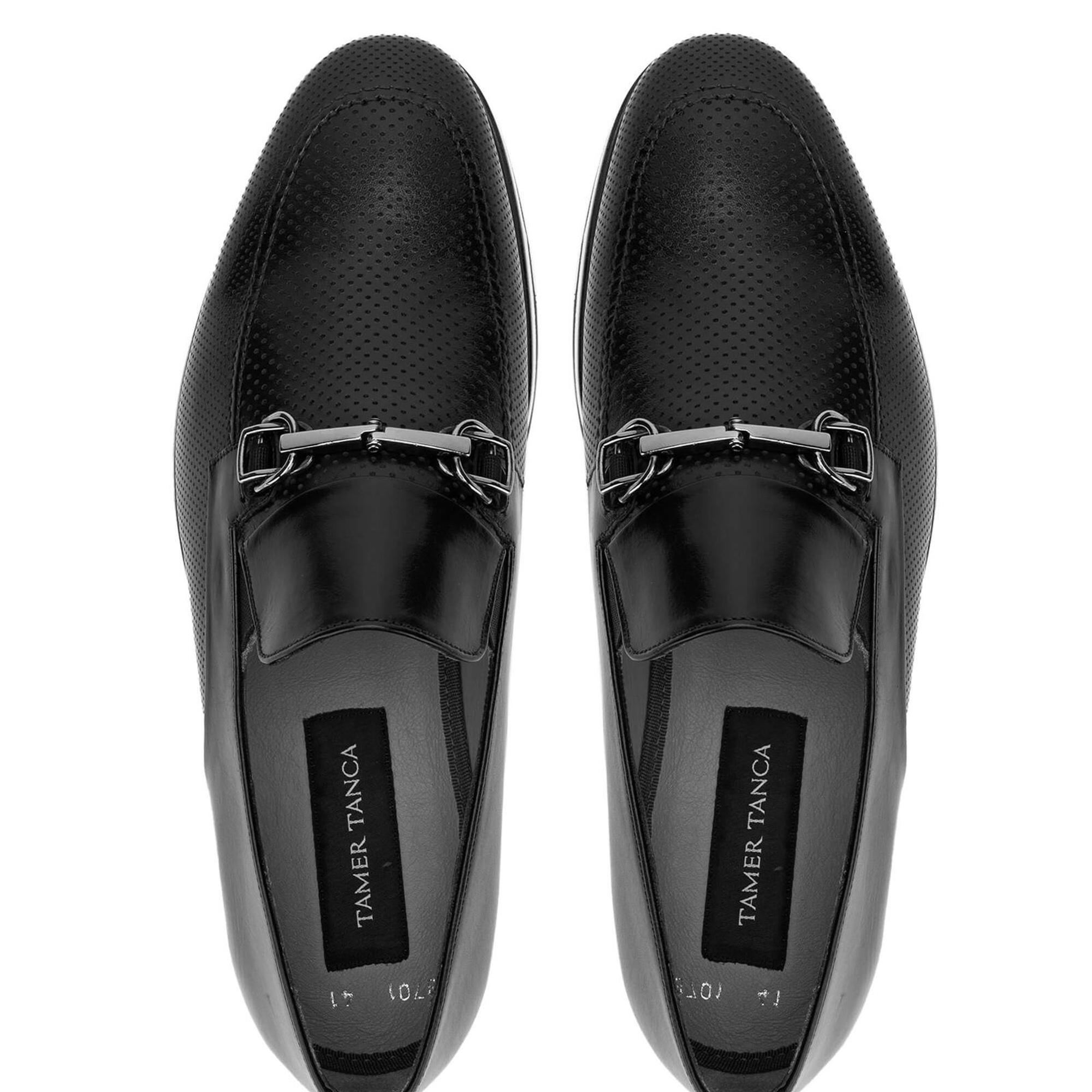 Tamer Tanca Erkek Hakiki Deri Siyah Loafer Ayakkabı