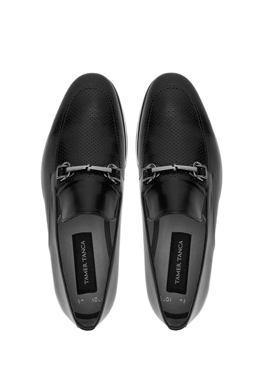  Tamer Tanca Erkek Hakiki Deri Siyah Loafer Ayakkabı