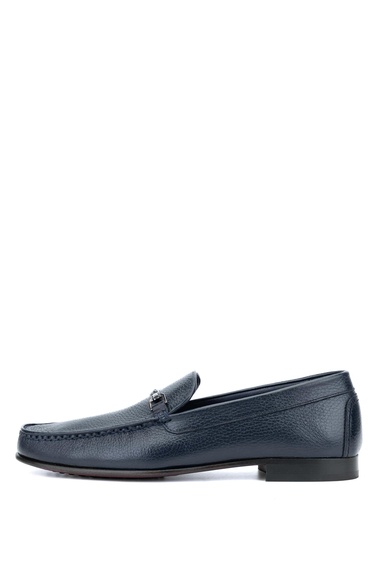  Tamer Tanca Erkek Hakiki Deri Lacivert Loafer Ayakkabı