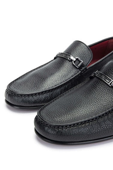  Tamer Tanca Erkek Hakiki Deri Siyah Loafer Ayakkabı