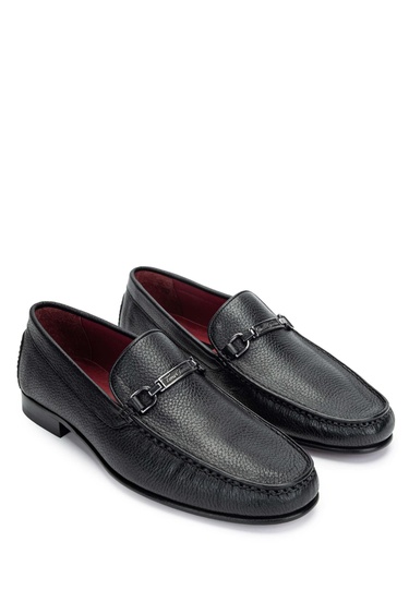  Tamer Tanca Erkek Hakiki Deri Siyah Loafer Ayakkabı