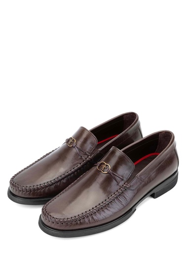  Tamer Tanca Erkek Hakiki Deri Kahverengi Loafer Ayakkabı