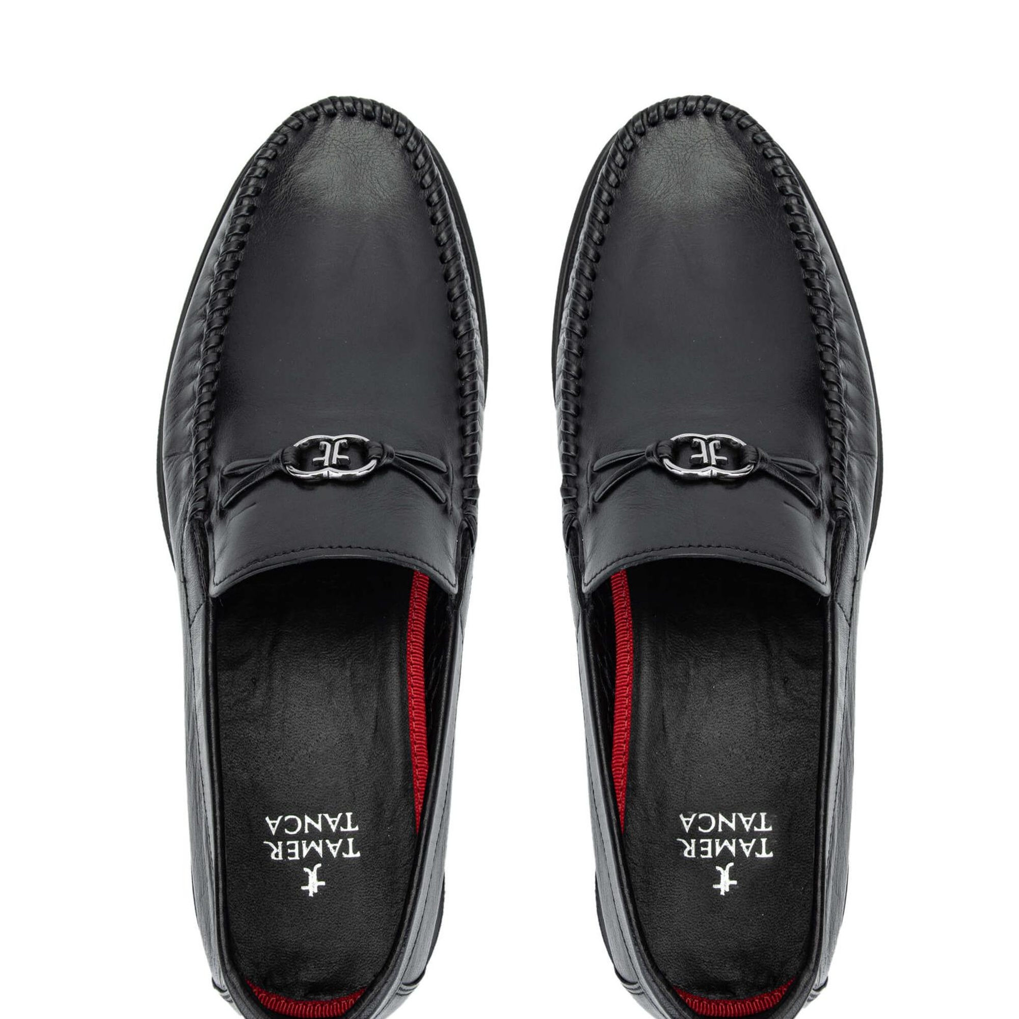 Tamer Tanca Erkek Hakiki Deri Siyah Loafer Ayakkabı