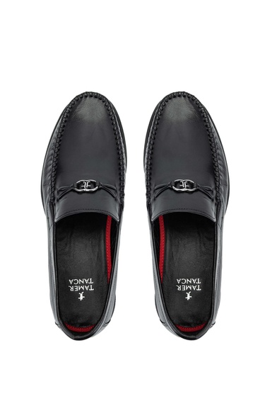  Tamer Tanca Erkek Hakiki Deri Siyah Loafer Ayakkabı