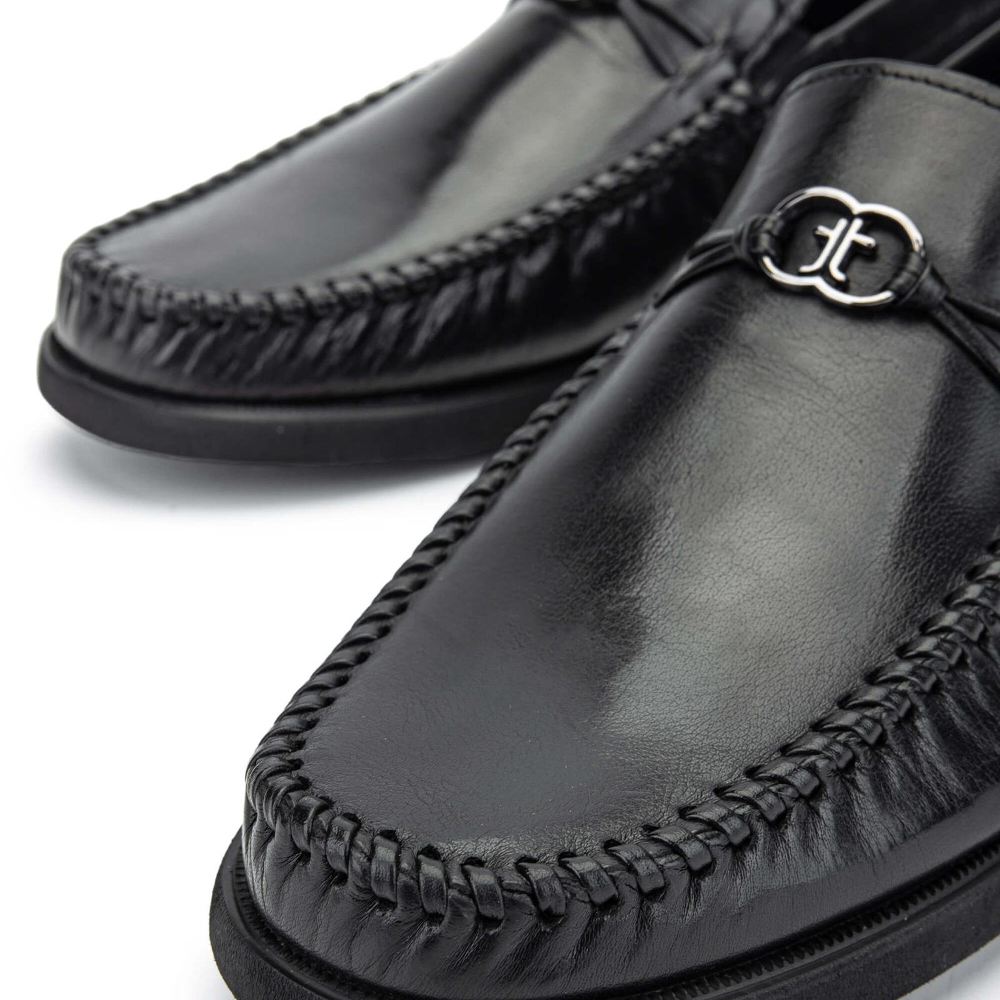 Tamer Tanca Erkek Hakiki Deri Siyah Loafer Ayakkabı