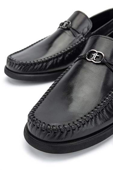  Tamer Tanca Erkek Hakiki Deri Siyah Loafer Ayakkabı