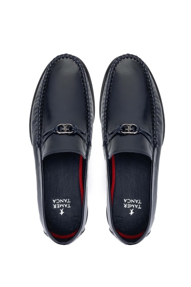  Tamer Tanca Erkek Hakiki Deri Lacivert Loafer Ayakkabı
