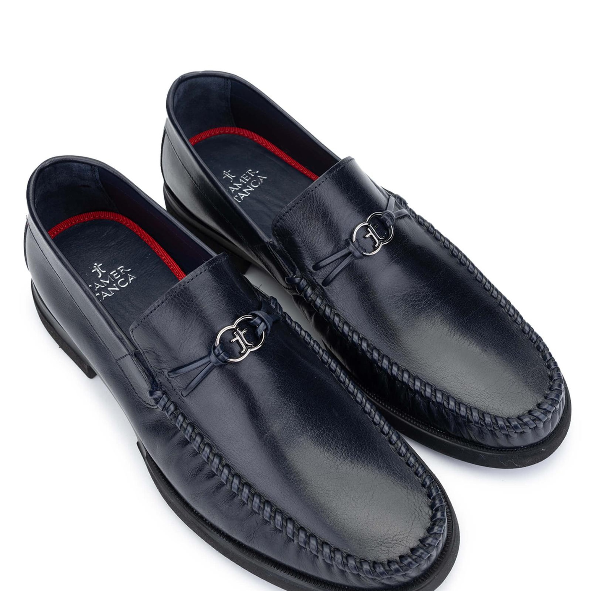 Tamer Tanca Erkek Hakiki Deri Lacivert Loafer Ayakkabı