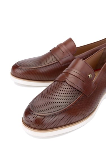  Tamer Tanca Erkek Hakiki Deri Taba Loafer Ayakkabı