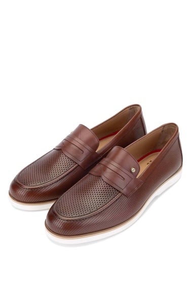  Tamer Tanca Erkek Hakiki Deri Taba Loafer Ayakkabı