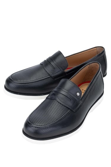  Tamer Tanca Erkek Hakiki Deri Siyah Deri Loafer Ayakkabı