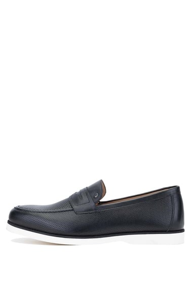  Tamer Tanca Erkek Hakiki Deri Siyah Deri Loafer Ayakkabı