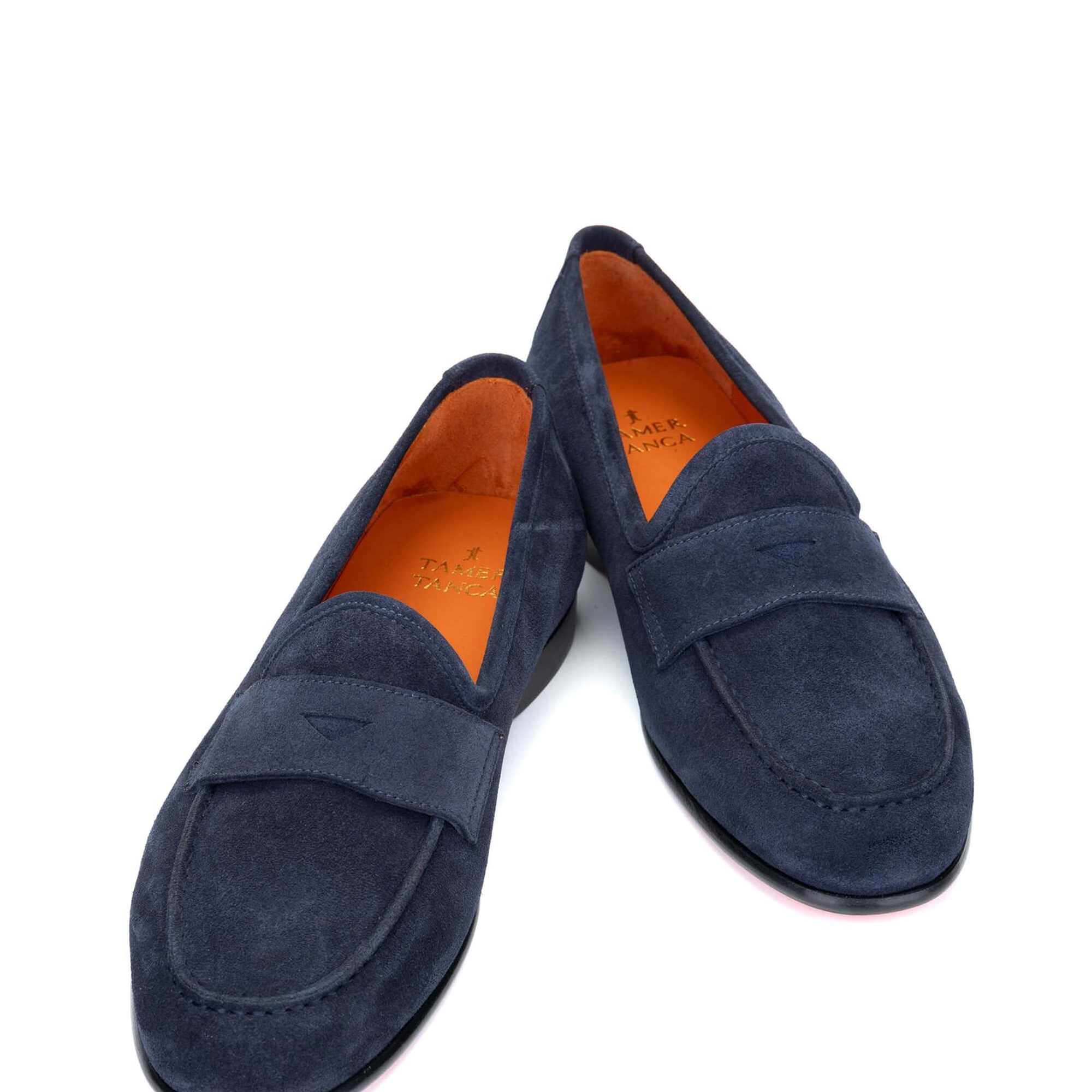 Tamer Tanca Erkek Hakiki Deri Lacivert Süet Loafer Ayakkabı