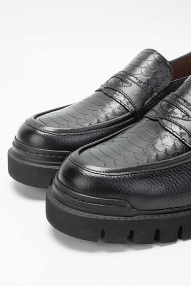  Tamer Tanca Erkek Hakiki Deri Siyah Loafer Ayakkabı