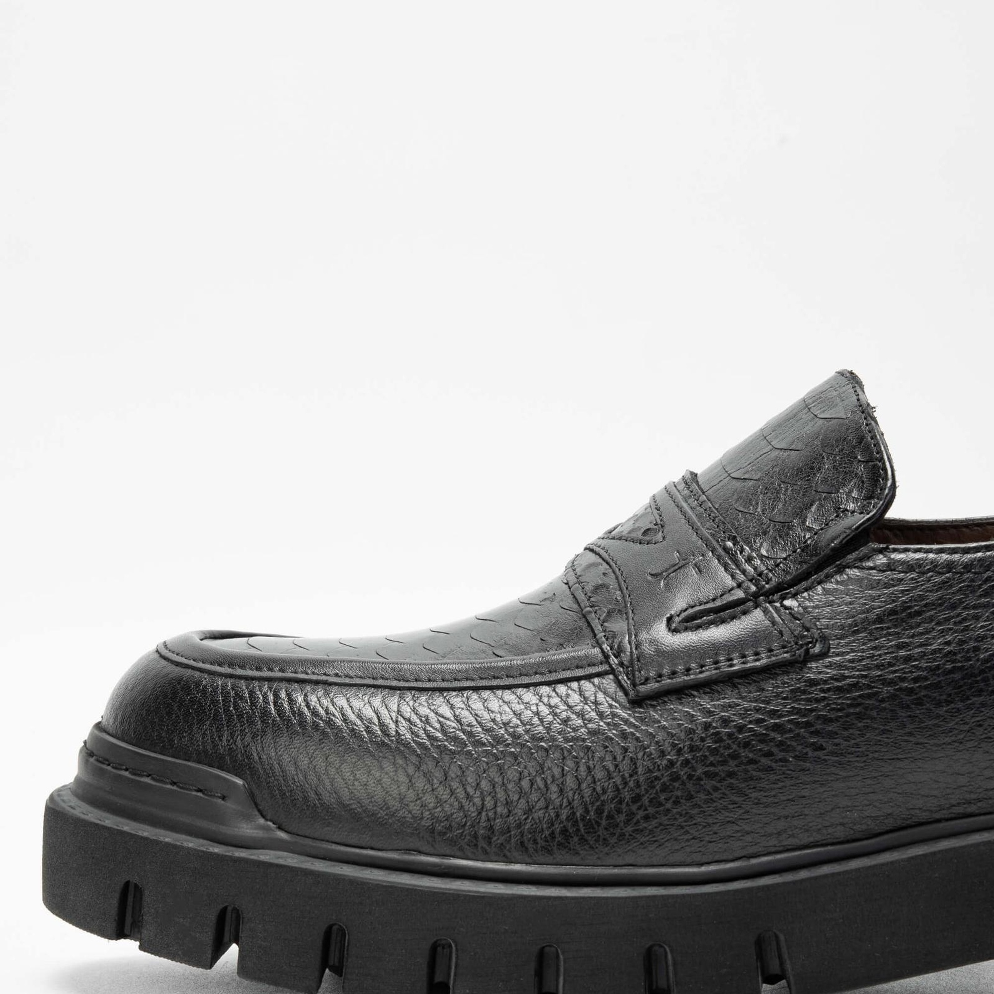 Tamer Tanca Erkek Hakiki Deri Siyah Loafer Ayakkabı