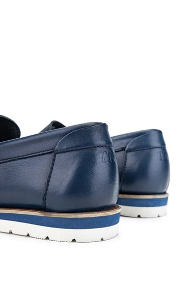  Tamer Tanca Erkek Hakiki Deri Lacivert Loafer Ayakkabı