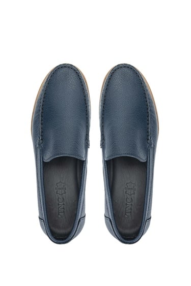  Tamer Tanca Erkek Hakiki Deri Lacivert Loafer Ayakkabı