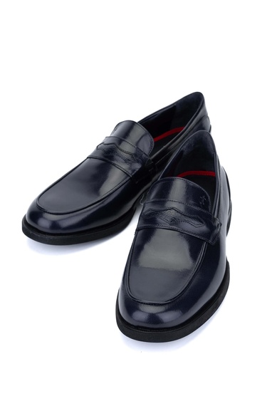  Tamer Tanca Erkek Hakiki Deri Lacivert Loafer Ayakkabı
