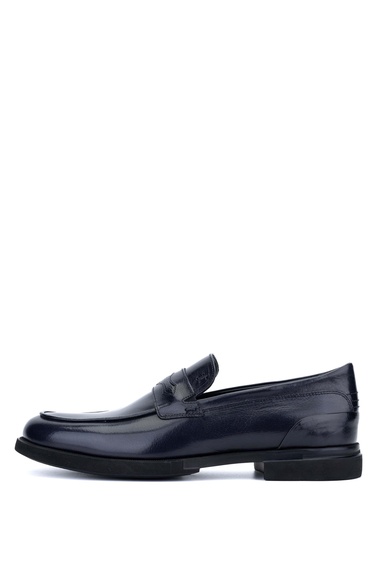  Tamer Tanca Erkek Hakiki Deri Lacivert Loafer Ayakkabı