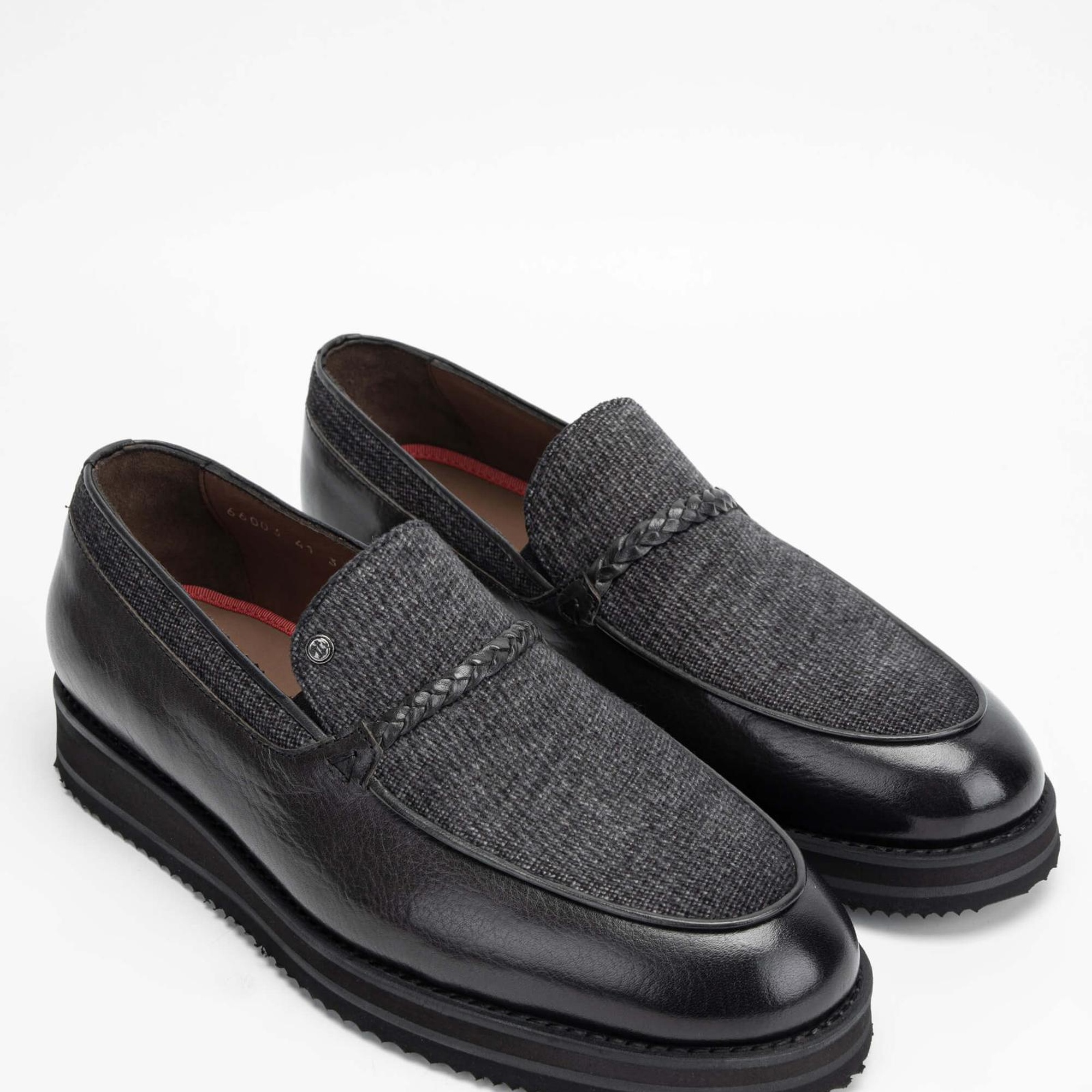 Tamer Tanca Erkek Hakiki Deri/Tekstil Gri Loafer Ayakkabı