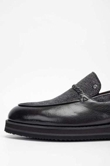  Tamer Tanca Erkek Hakiki Deri/Tekstil Gri Loafer Ayakkabı