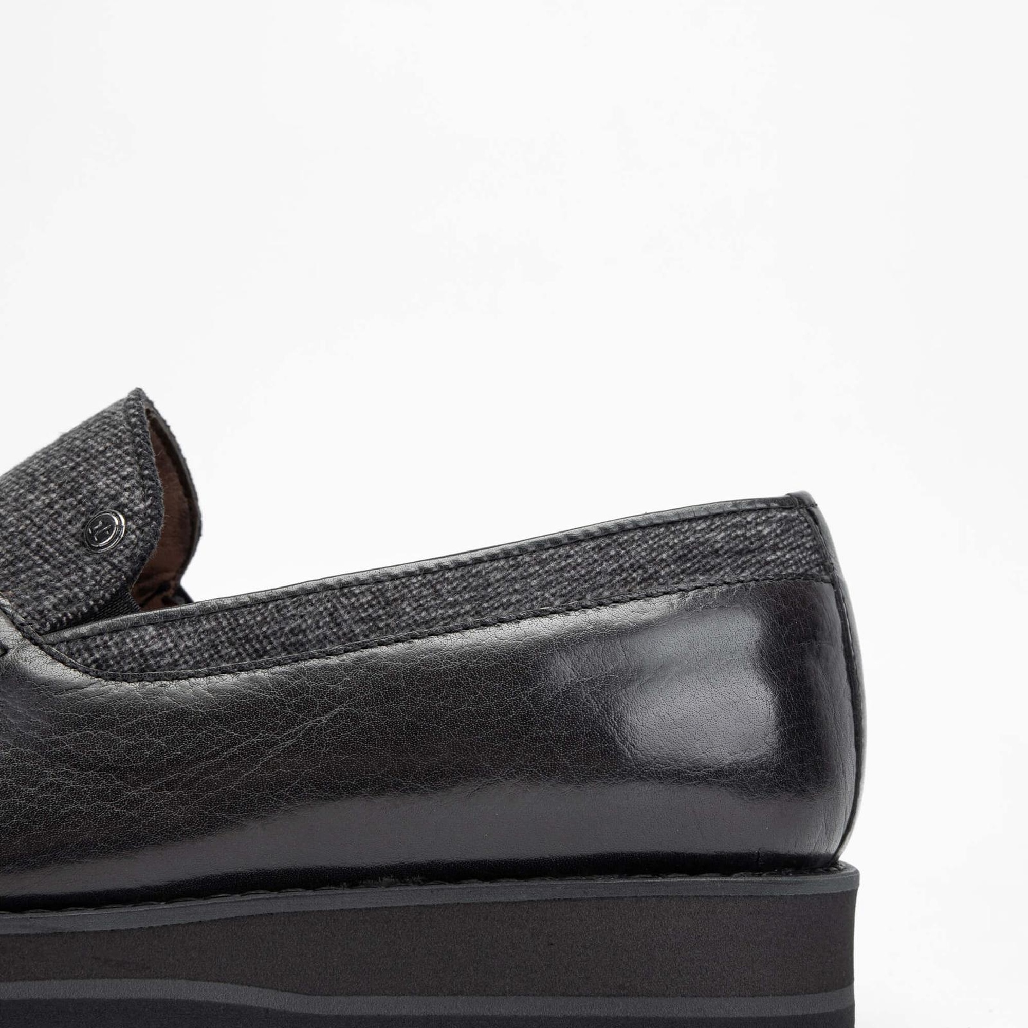 Tamer Tanca Erkek Hakiki Deri/Tekstil Gri Loafer Ayakkabı