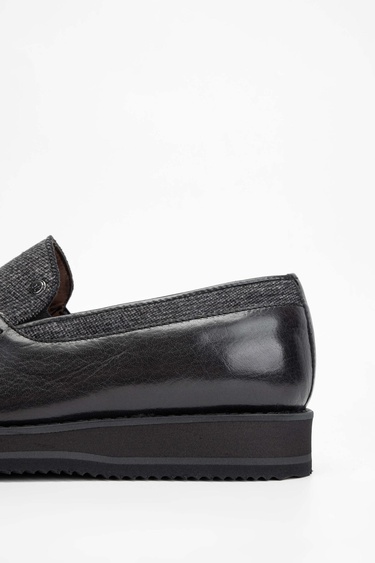  Tamer Tanca Erkek Hakiki Deri/Tekstil Gri Loafer Ayakkabı