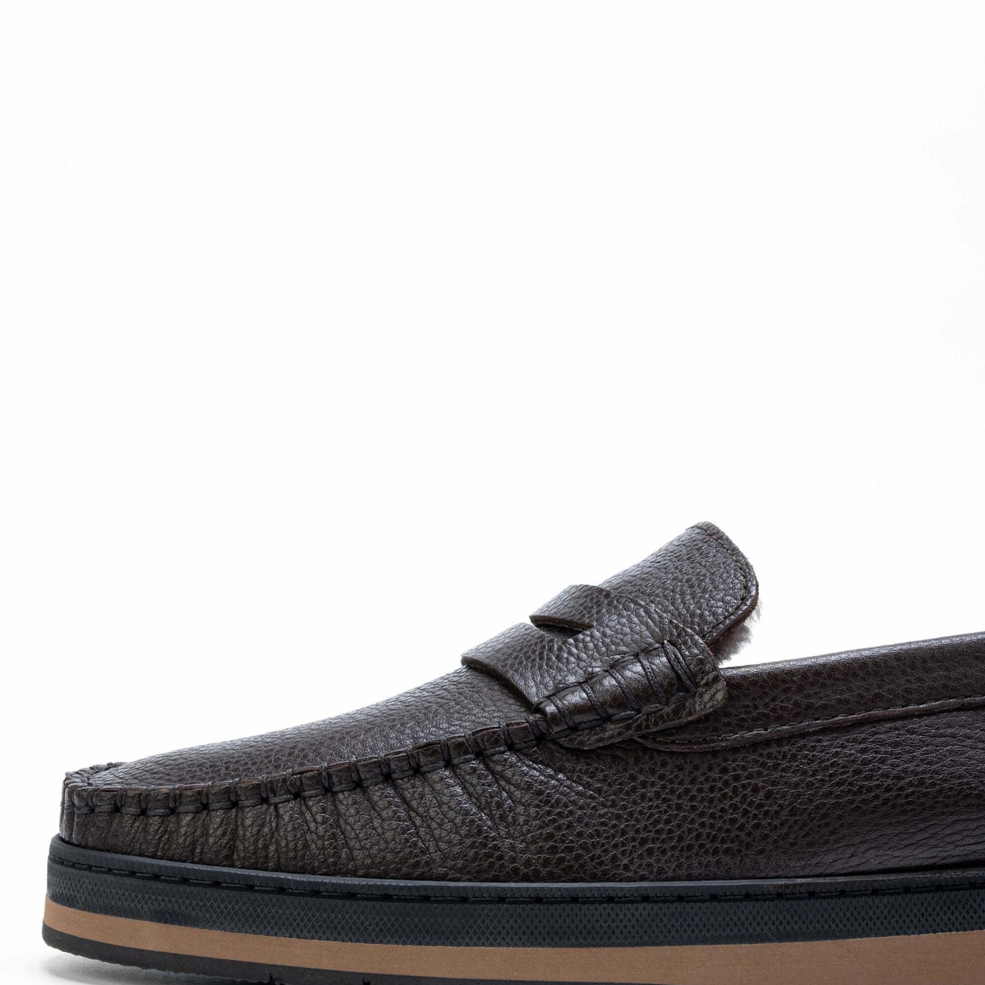 Tamer Tanca Erkek Hakiki Deri Kahverengi Loafer Ayakkabı