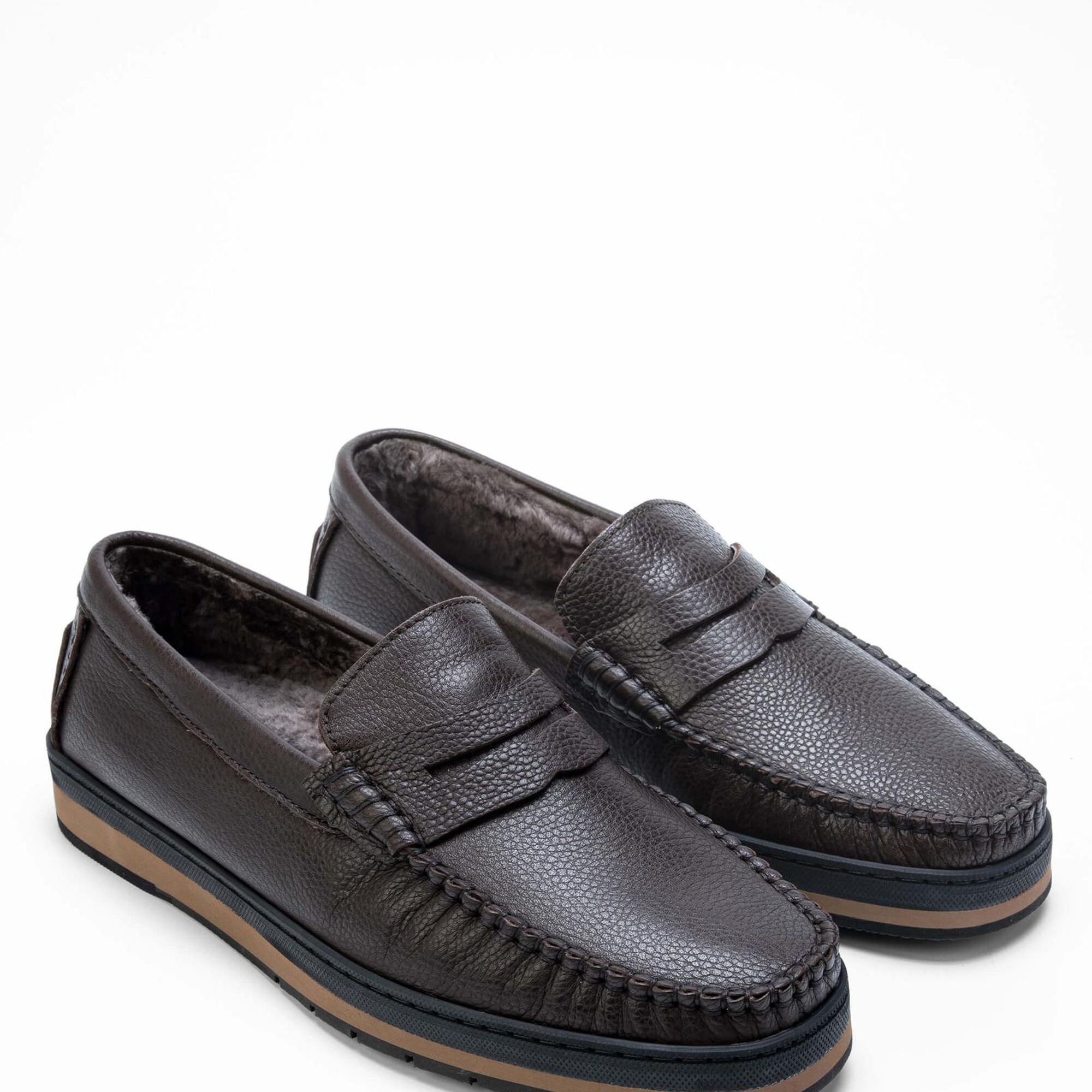 Tamer Tanca Erkek Hakiki Deri Kahverengi Loafer Ayakkabı