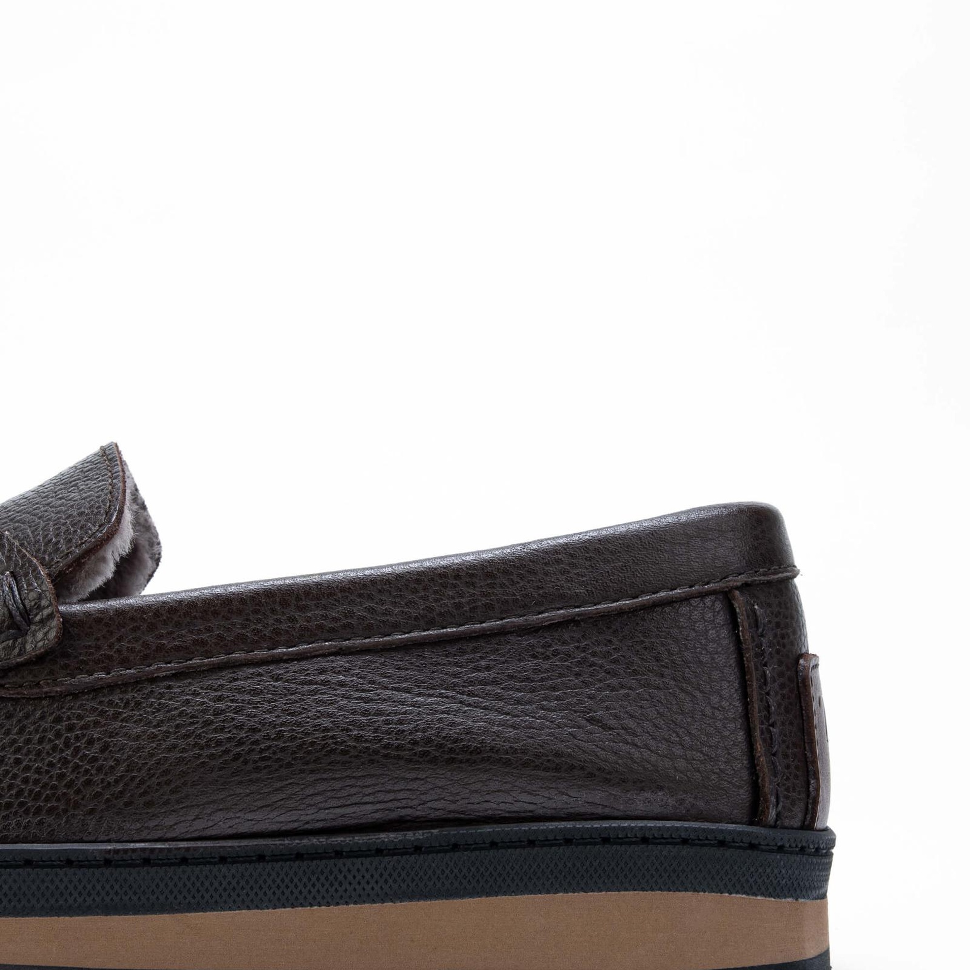 Tamer Tanca Erkek Hakiki Deri Kahverengi Loafer Ayakkabı