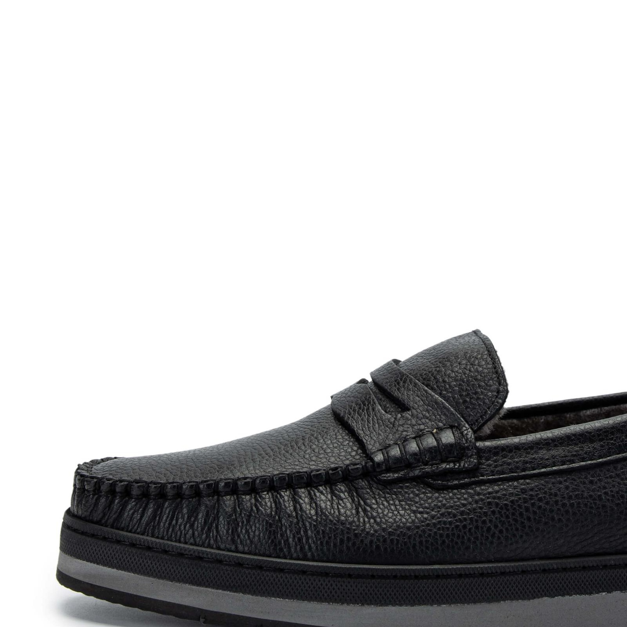 Tamer Tanca Erkek Hakiki Deri Siyah Loafer Ayakkabı