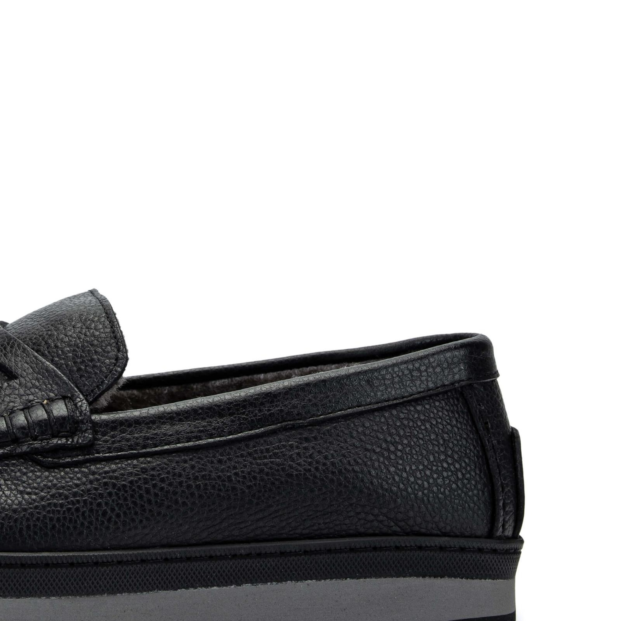 Tamer Tanca Erkek Hakiki Deri Siyah Loafer Ayakkabı