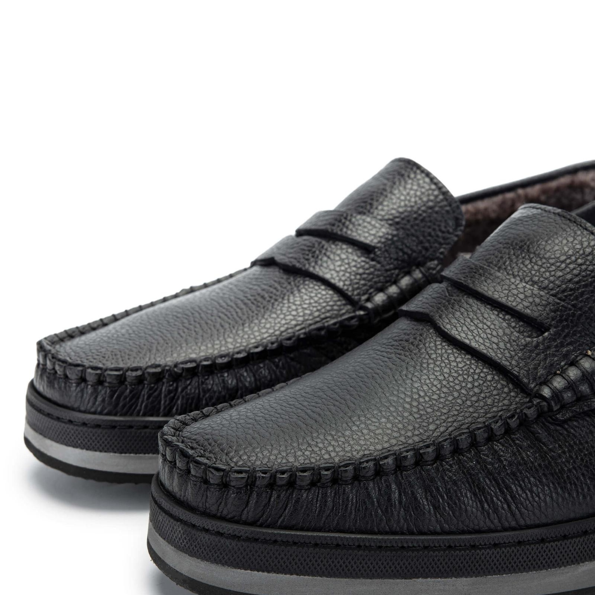 Tamer Tanca Erkek Hakiki Deri Siyah Loafer Ayakkabı