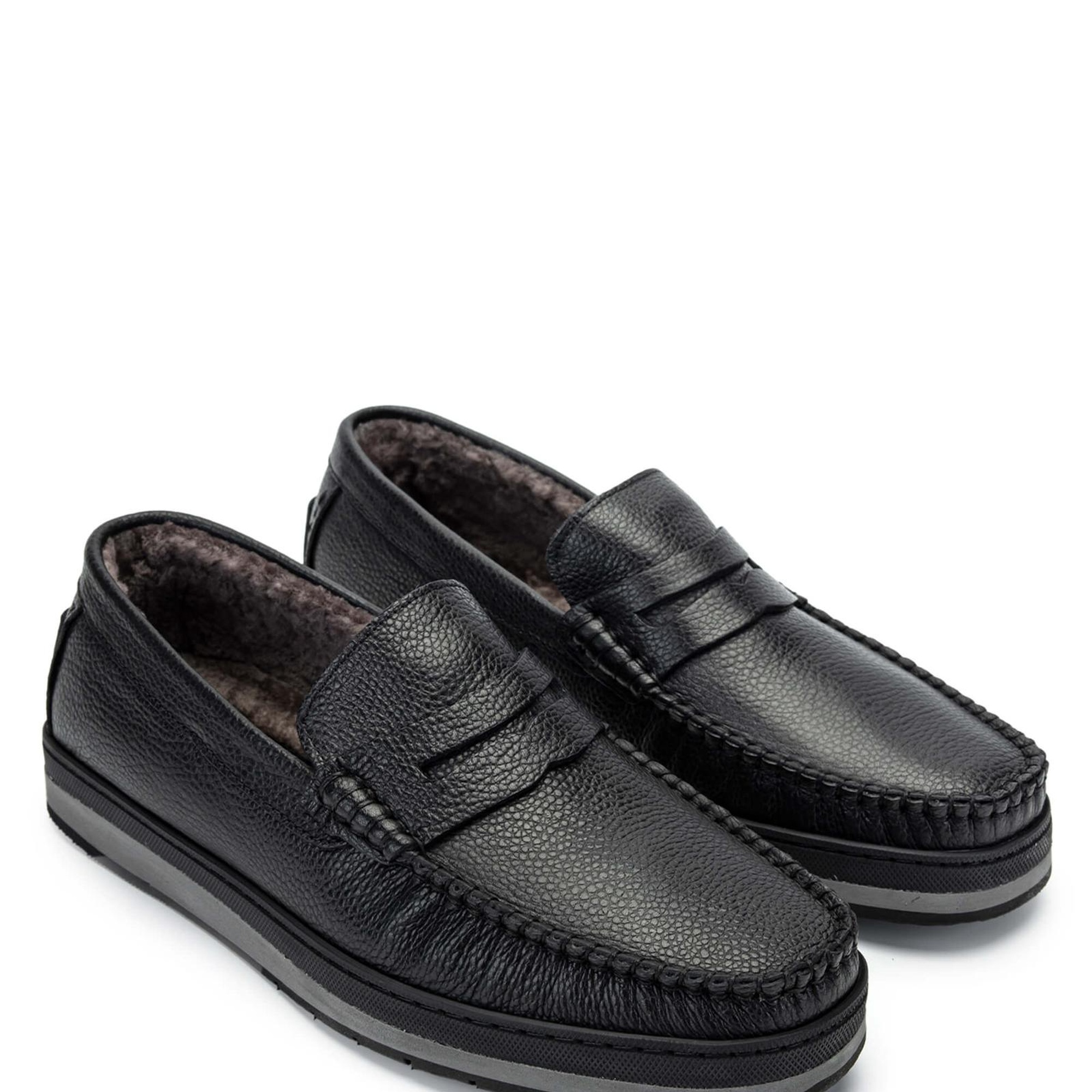 Tamer Tanca Erkek Hakiki Deri Siyah Loafer Ayakkabı