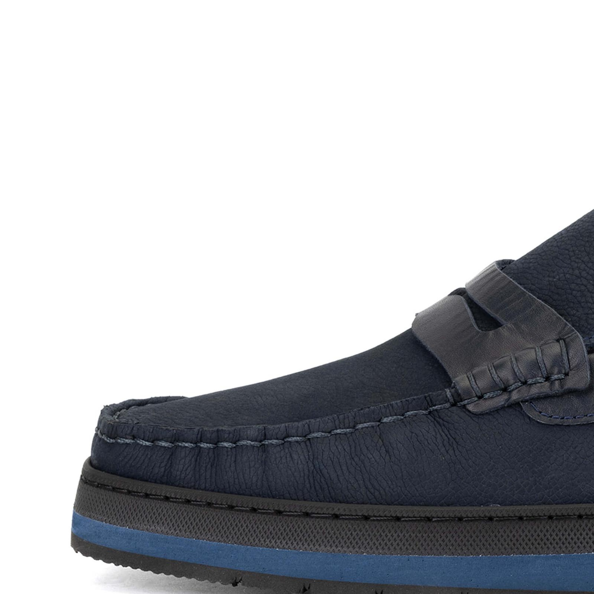 Tamer Tanca Erkek Hakiki Deri Lacivert Nubuk Loafer Ayakkabı