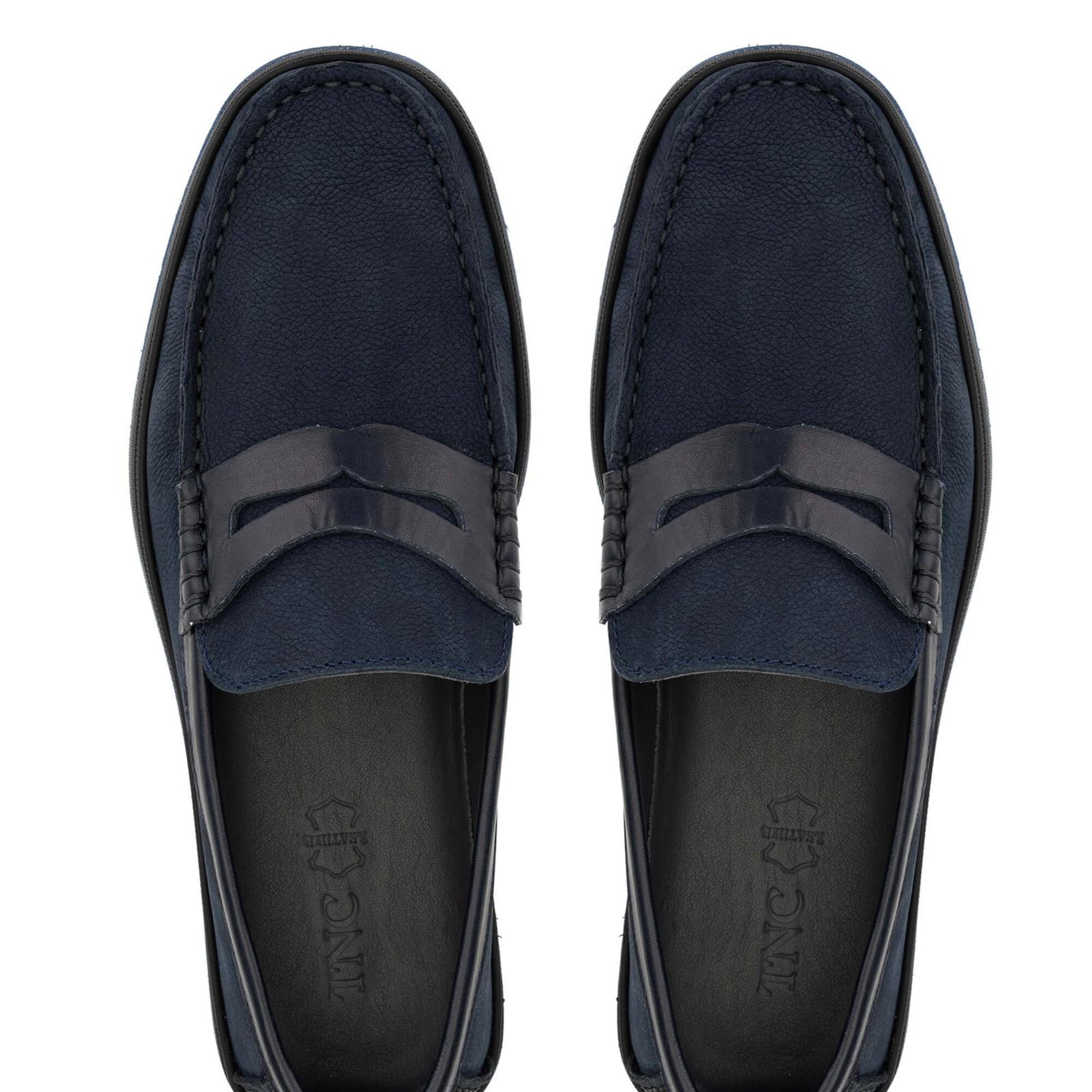 Tamer Tanca Erkek Hakiki Deri Lacivert Nubuk Loafer Ayakkabı