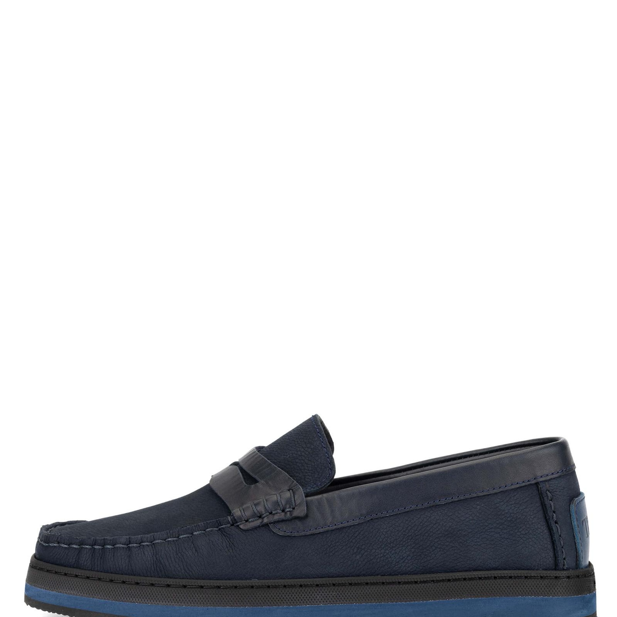 Tamer Tanca Erkek Hakiki Deri Lacivert Nubuk Loafer Ayakkabı