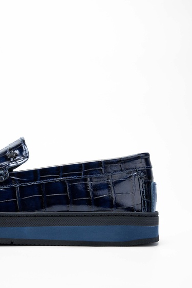  Tamer Tanca Erkek Hakiki Deri Lacivert Loafer Ayakkabı