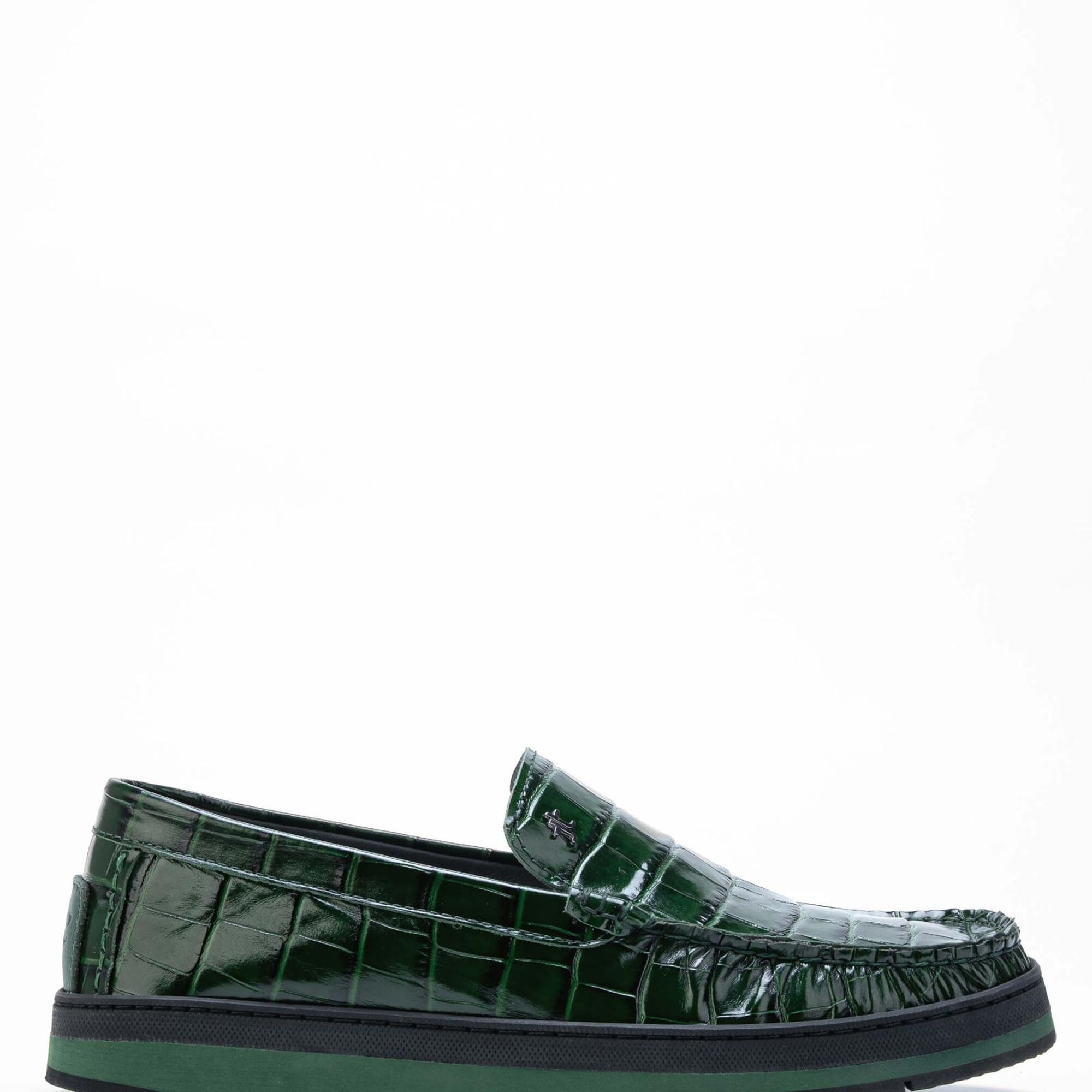 Tamer Tanca Erkek Hakiki Deri Yeşil Loafer Ayakkabı