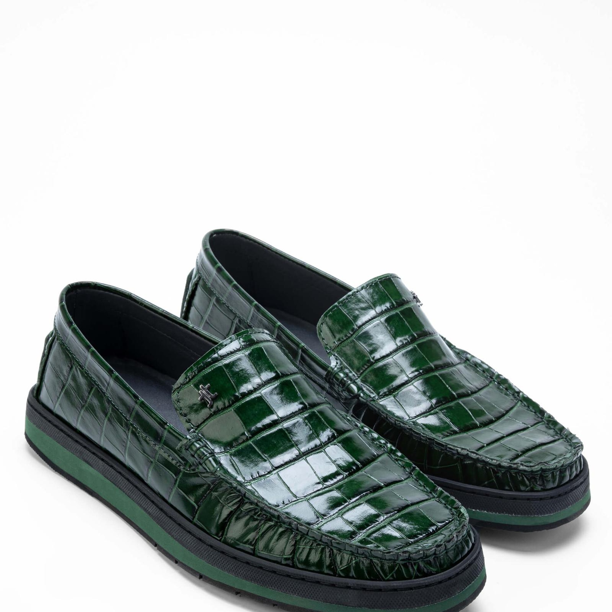 Tamer Tanca Erkek Hakiki Deri Yeşil Loafer Ayakkabı