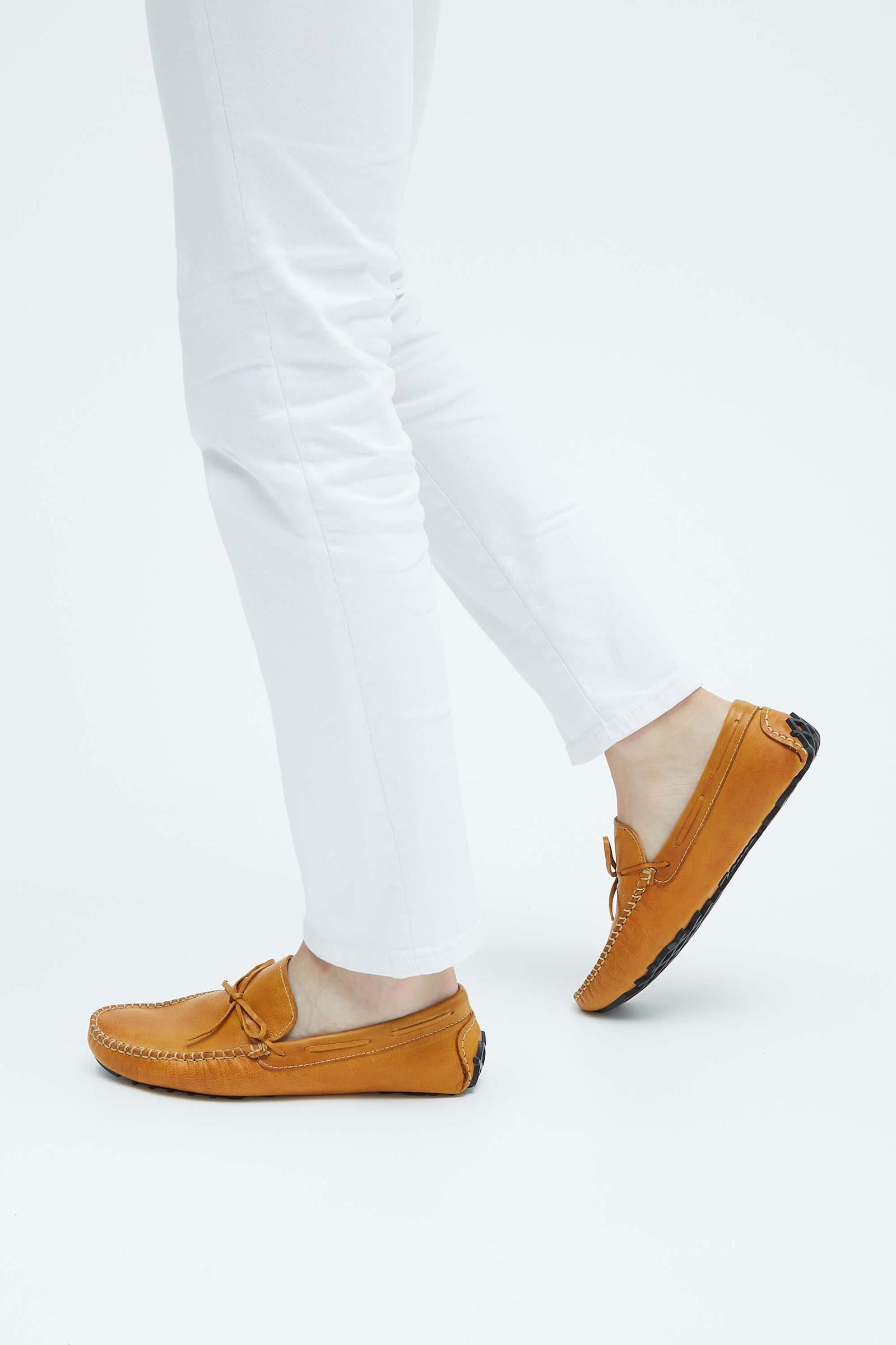  Tamer Tanca Erkek Hakiki Deri Sarı Loafer Ayakkabı