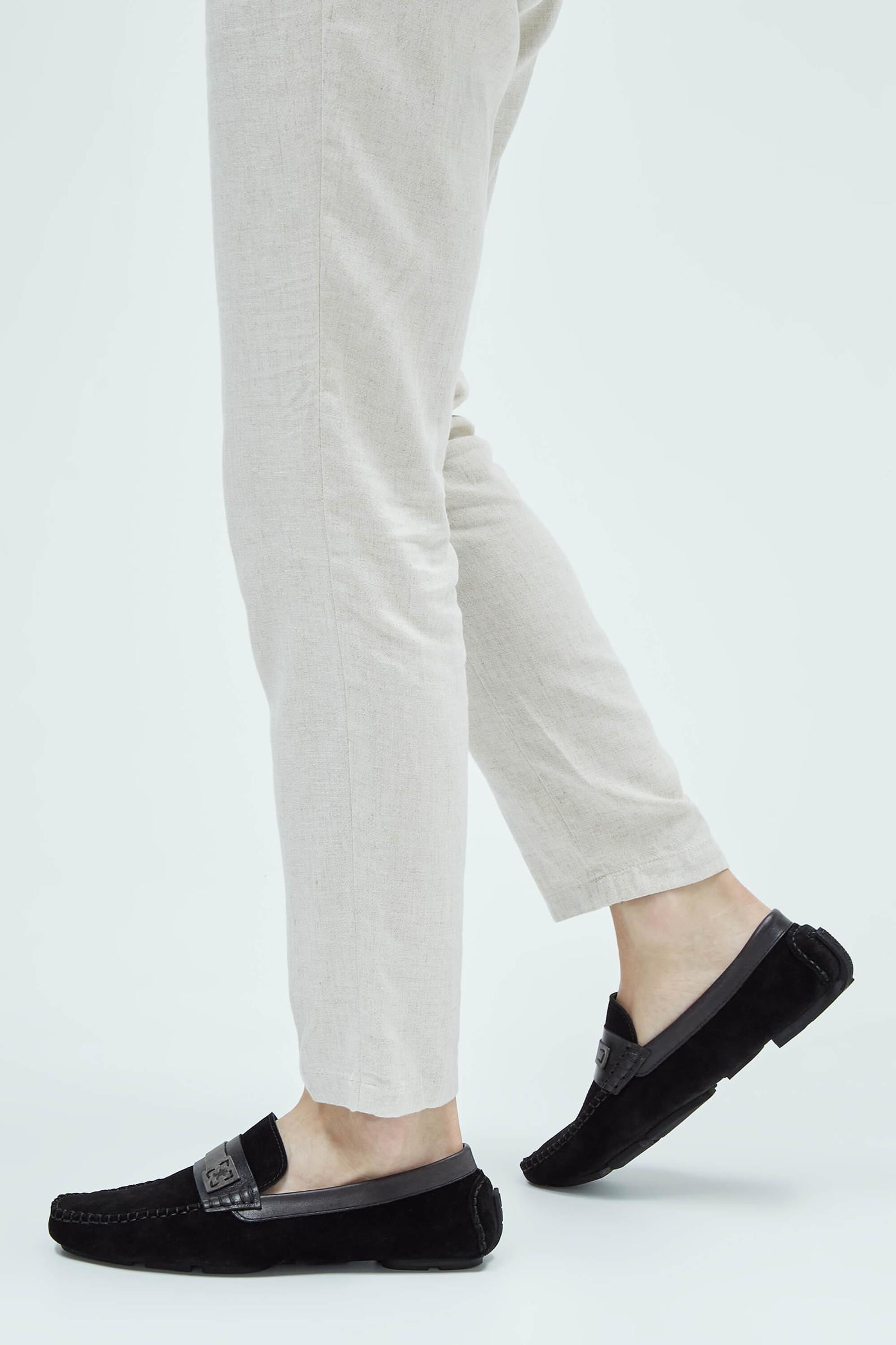  Tamer Tanca Erkek Hakiki Deri Siyah Süet Loafer Ayakkabı