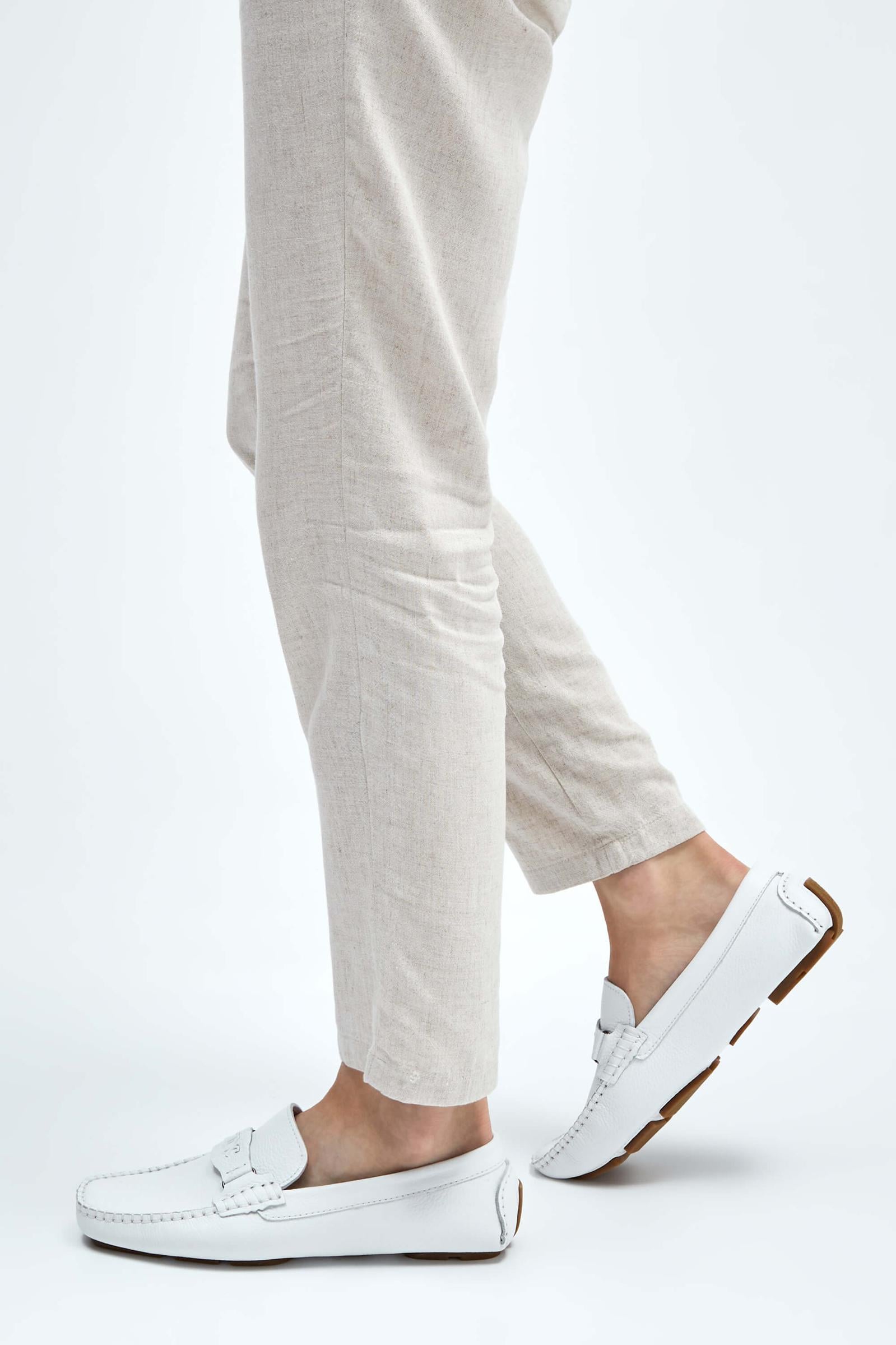  Tamer Tanca Erkek Hakiki Deri Beyaz Loafer Ayakkabı