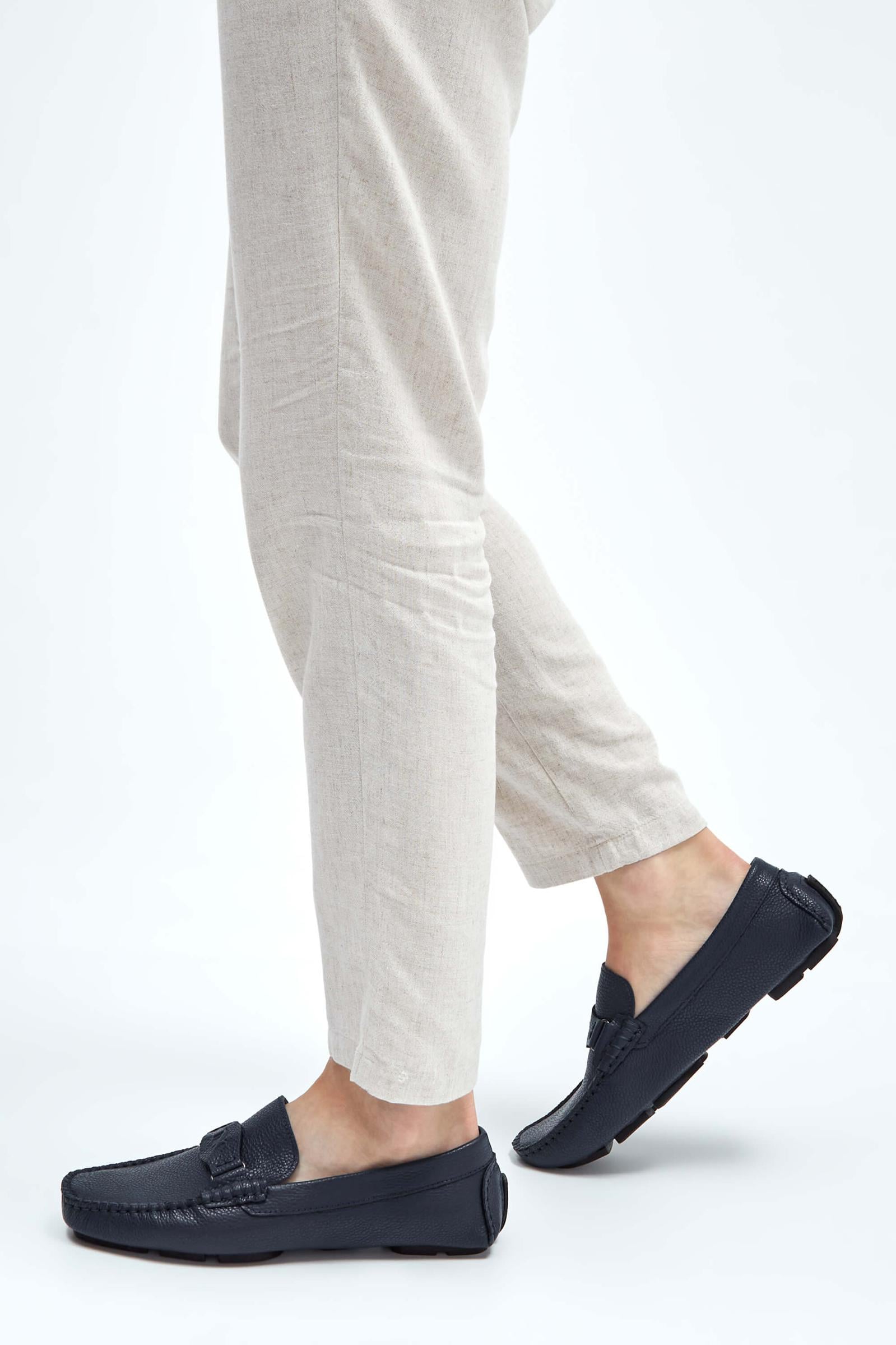  Tamer Tanca Erkek Hakiki Deri Lacivert Loafer Ayakkabı