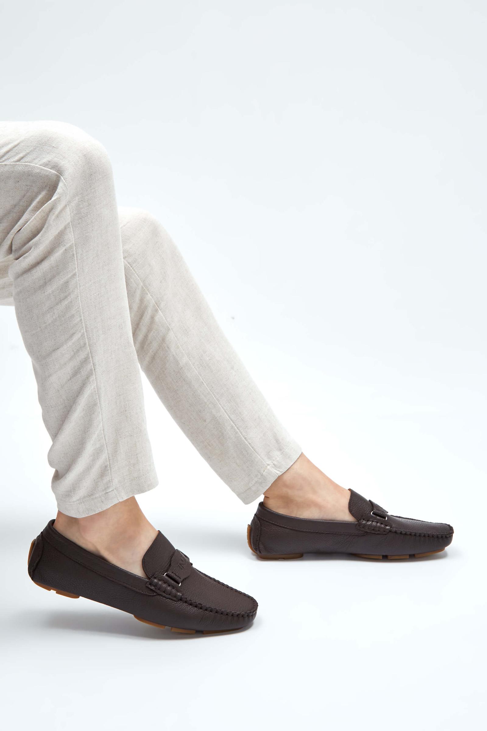 Tamer Tanca Tamer Tanca Erkek Hakiki Deri Kahverengi Floter Loafer Ayakkabı Casual Ayakkabı | FashFed Kahverengi - 3. görsel